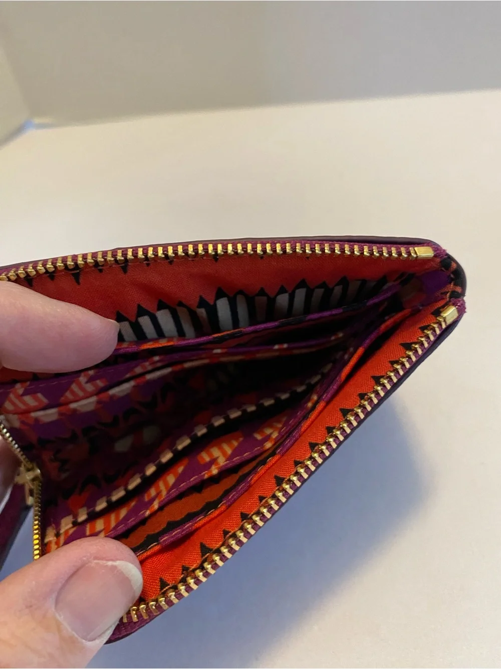Vera Bradley Zip Card Pouch Leather Fuchsia Purple/ Plum Small Wallet NWT